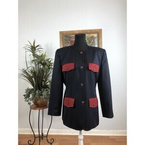 Harve Bernard Women Military Style Jacket Size8 Lined 100% Wool Clueless Preppy